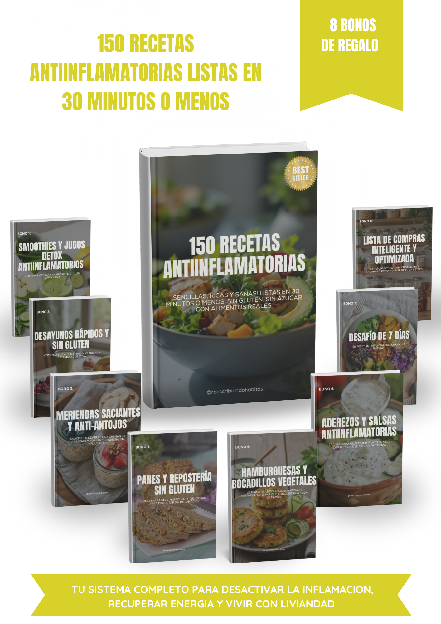 "150 Recetas Antiinflamatorias listas en 30 Minutos o Menos"